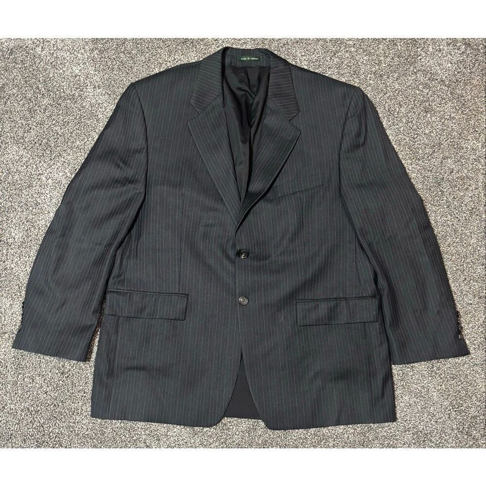 Lauren Ralph Lauren Classic-Fit 100% Virgin Wool Pinstripe Suit Jacket Black 42S